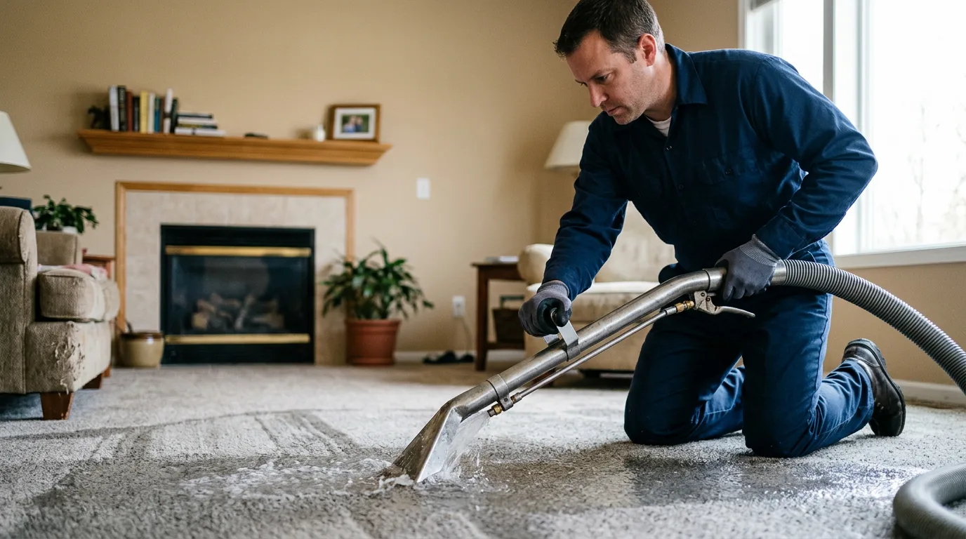 Water damage restoration technician working near Liverpool, TX